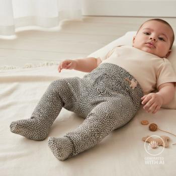 Baumwolljersey in Khaki mit Leopard, Stoff in ganzer Breite